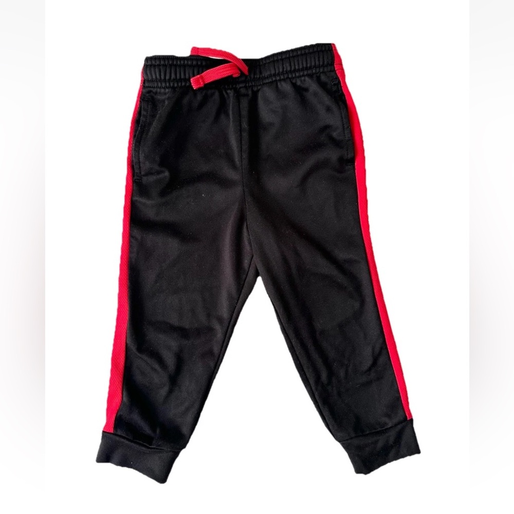 Jumping Beans 2T Active Pants Joggers Black Red Stripe GUC Drawstring